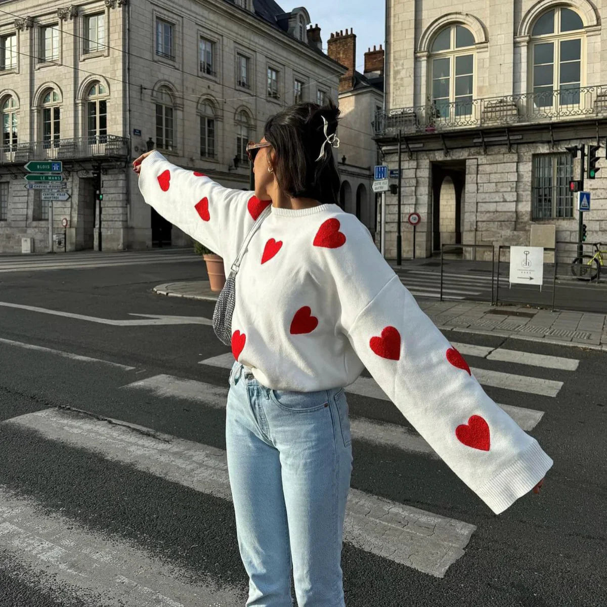 Celine - Oversized Dames trui met hartjes