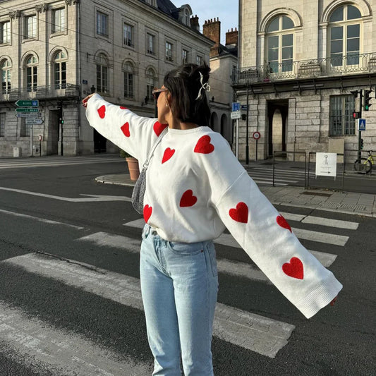 Celine - Oversized Dames trui met hartjes