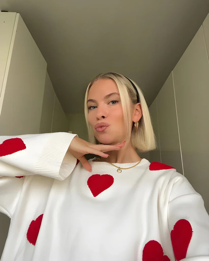 Celine - Oversized Dames trui met hartjes