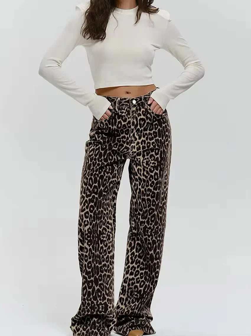 Annabel - Leopard Straight Jeans