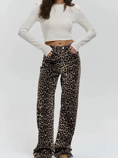 Annabel - Leopard Straight Jeans