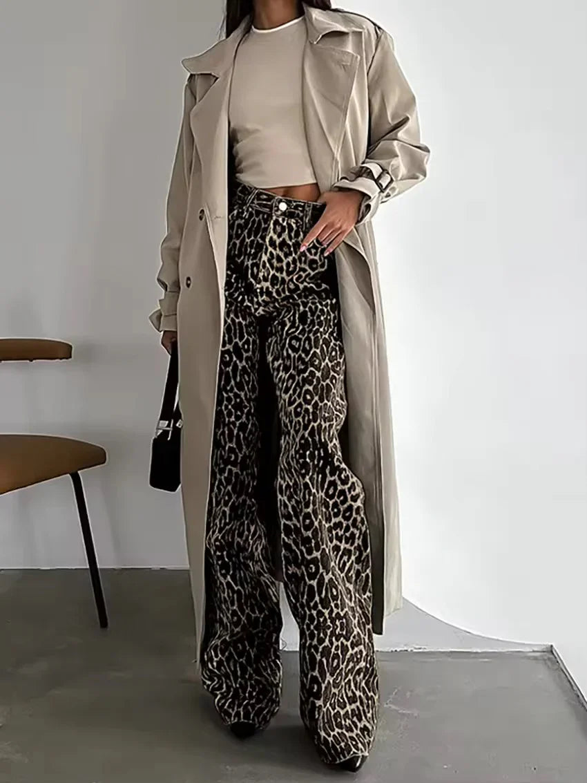 Annabel - Leopard Straight Jeans