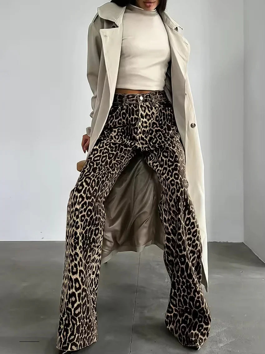 Annabel - Leopard Straight Jeans