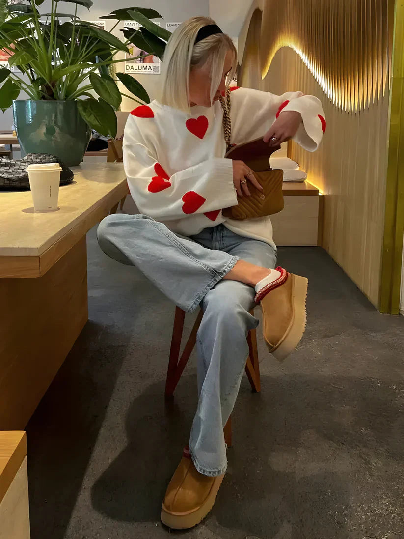 Celine - Oversized Dames trui met hartjes