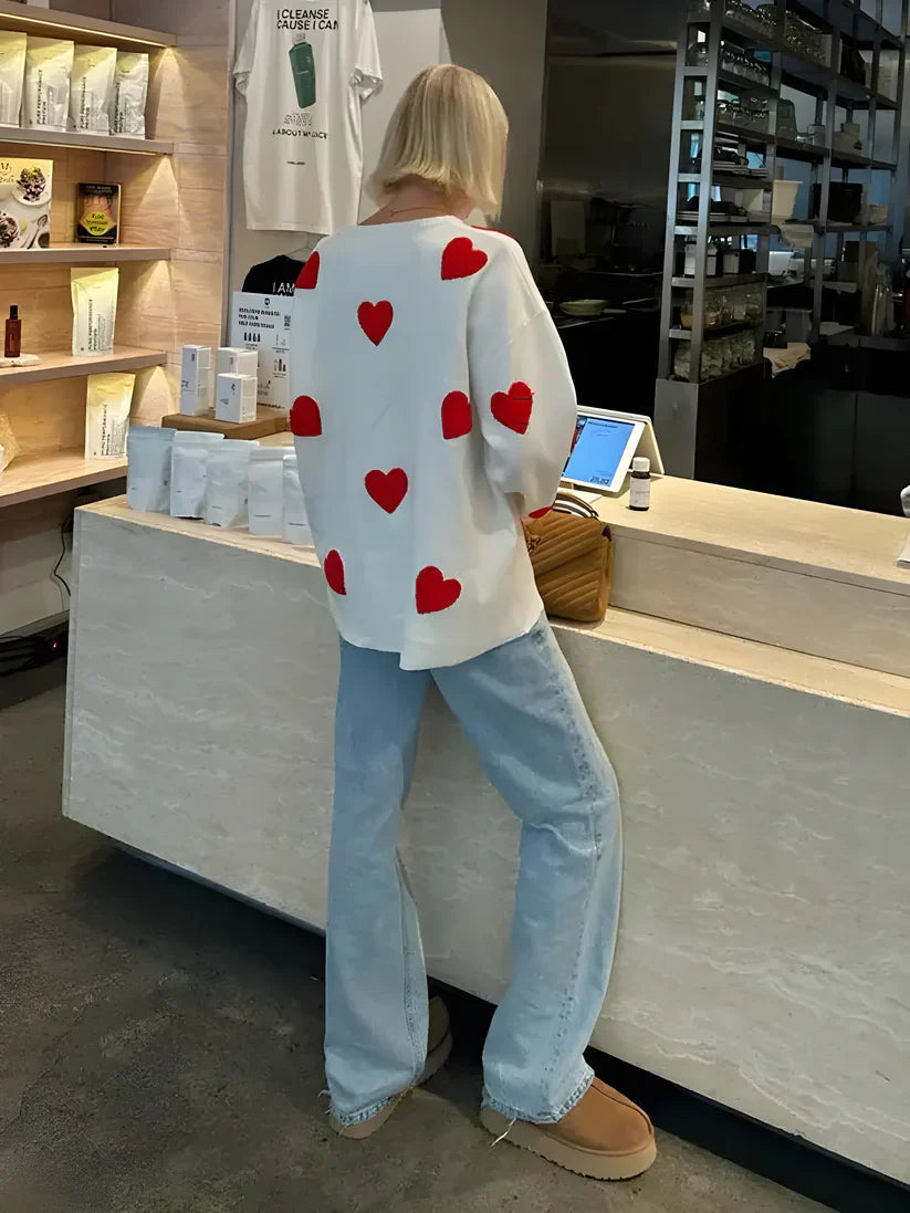 Celine - Oversized Dames trui met hartjes