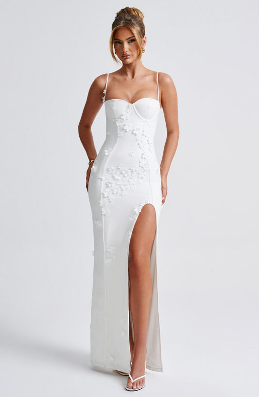 Floral Appliqué Maxi Dress
