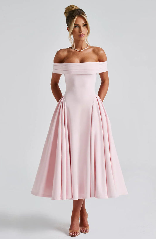 Alexander Saint Effortlessly Elegant Midi Dress