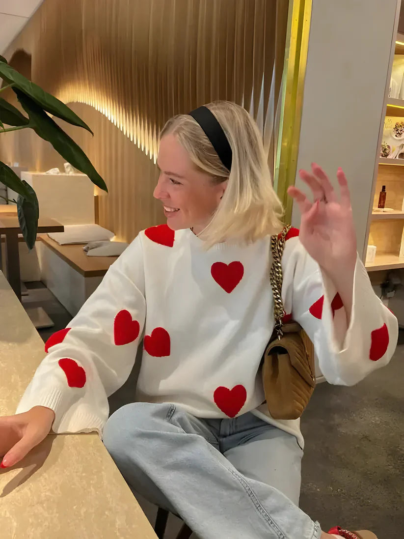 Celine - Oversized Dames trui met hartjes